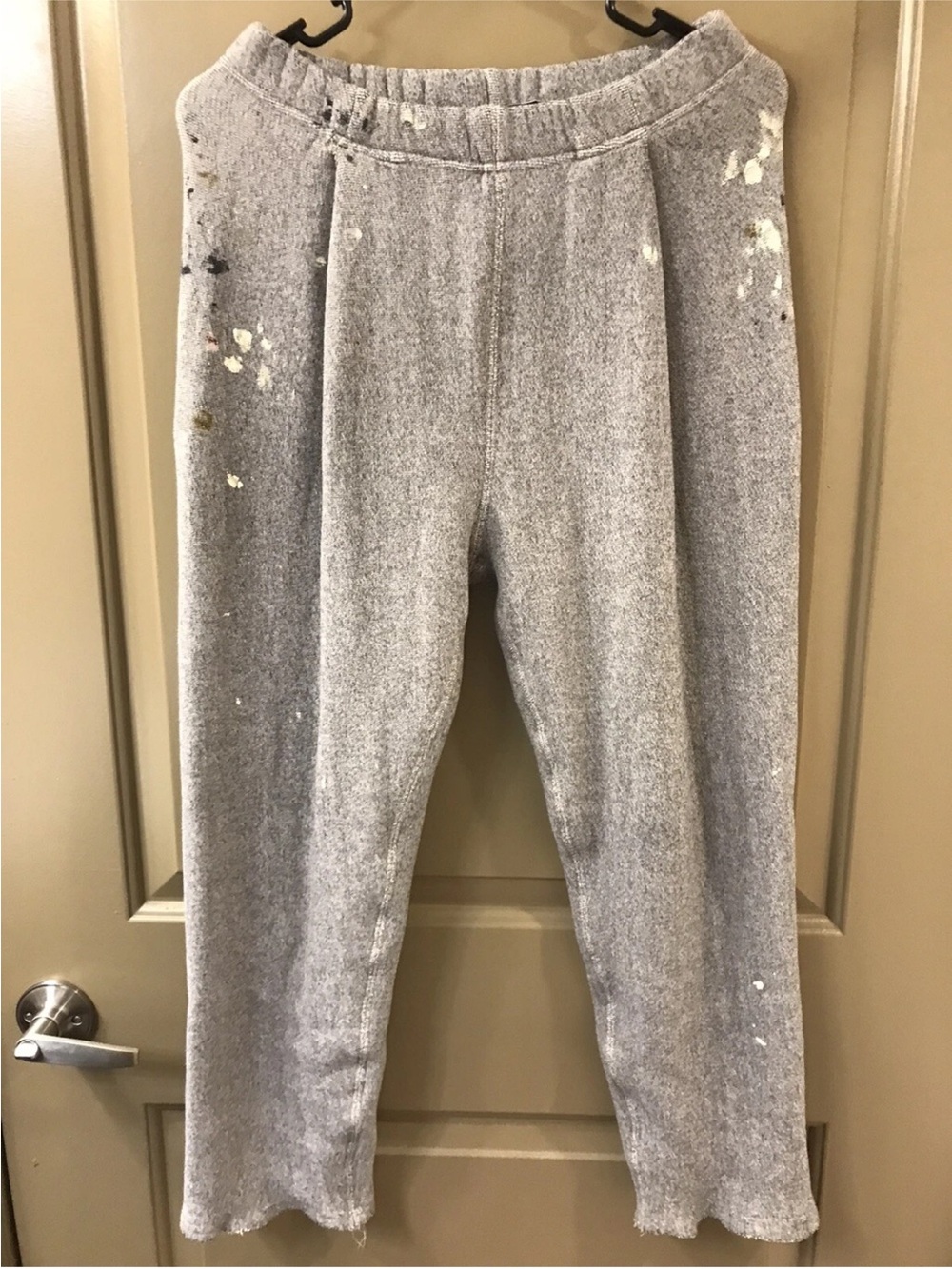 Raquel Allegra Gray Cropped wool Sweatpants with Paint Splatter Sz  0 (item A56)